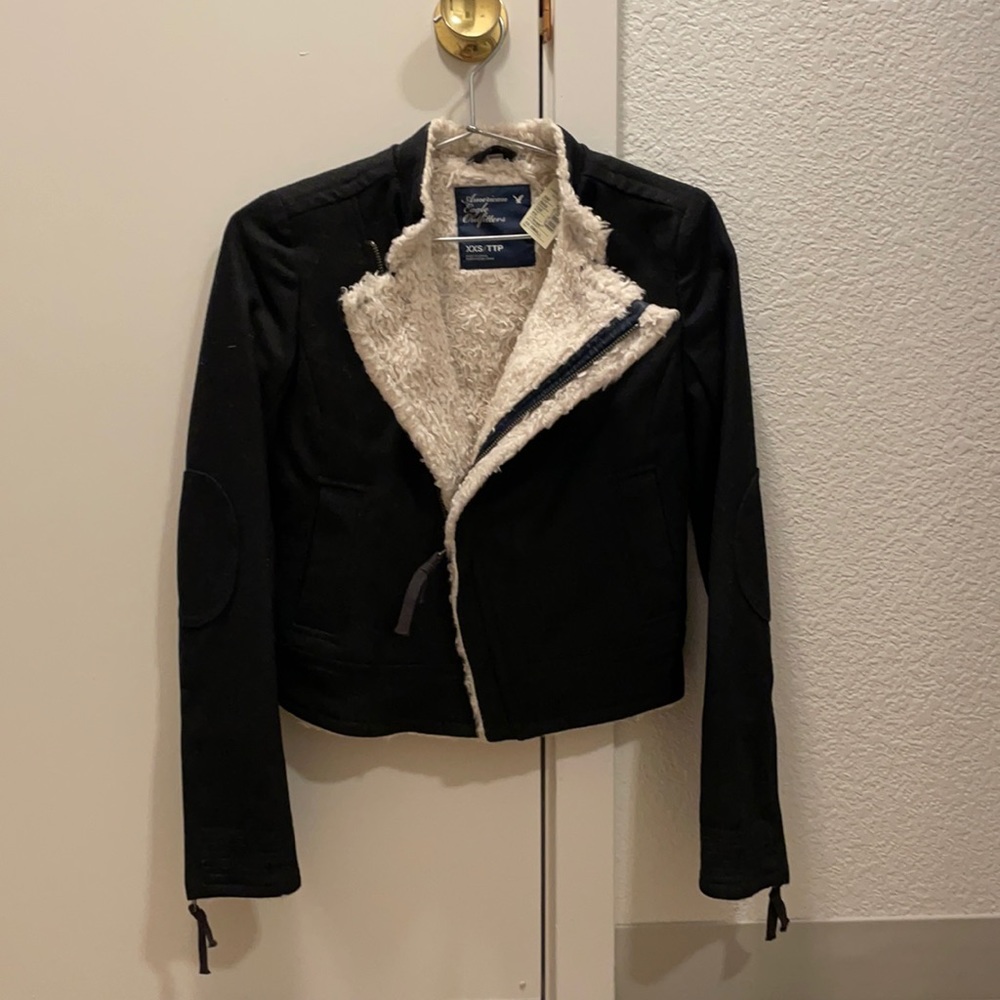 American Eagle Moto Faux Fur Peacoat